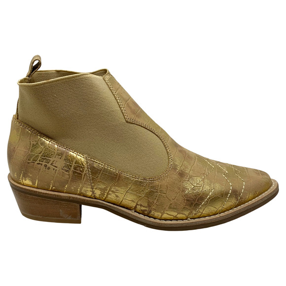 NEW Matisse Sweet Jane Gold Snake Leather Western Ankle Booties Shooties Sz 6.5 - Picture 3 of 10